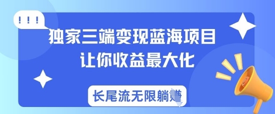 独家三端变现蓝海项目，让你收益最大化，长尾流无限躺挣-谷进海小站