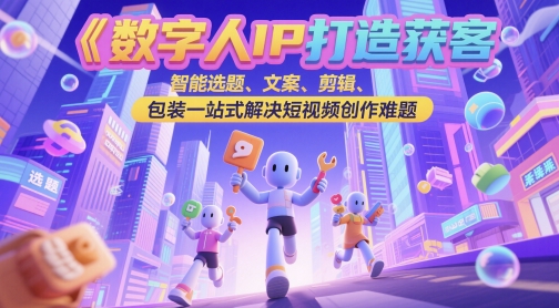 数字人IP打造获客变现实操课，智能选题、文案、剪辑、包装一站式解决短视频创作难题-谷进海小站