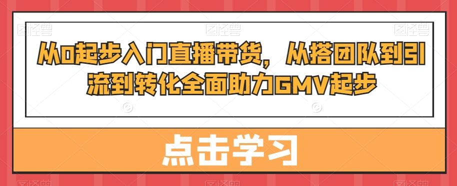 从0起步入门直播带货，​从搭团队到引流到转化全面助力GMV起步-谷进海小站