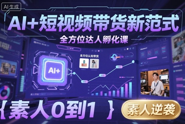 AI+短视频带货新范式全方位达人孵化课，素人也可以从0到1，全方位认知短视频带货-谷进海小站