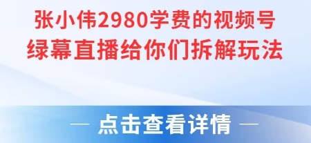 张小伟2980付费额视频号绿幕直播给你们拆解玩法-谷进海小站