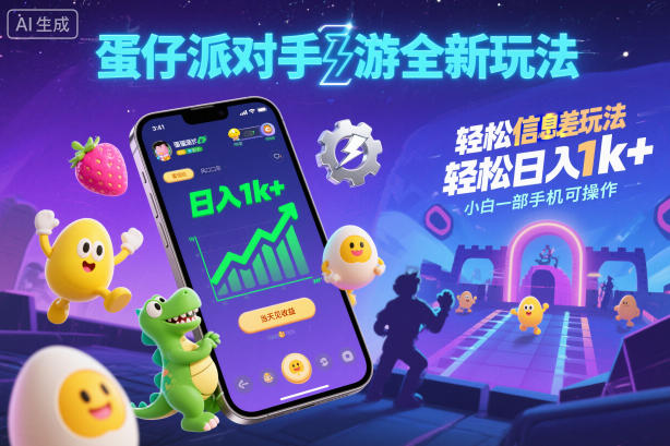 蛋仔派对手游全新玩法，轻松日入1k+，风口信息差玩法，当天见收益，小白一部手机可操作-谷进海小站