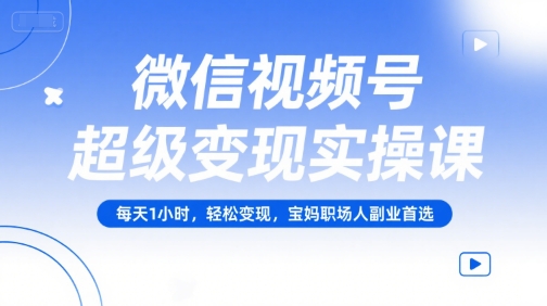 微信视频号超级变现实操课，每天1小时，轻松变现，宝妈职场人副业首选-谷进海小站