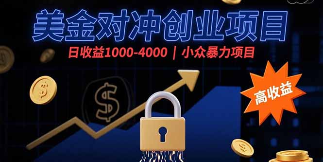 美金对冲创业项目，日收益1000-4000，小众暴力项目-谷进海小站