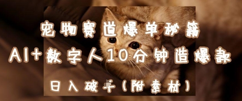 宠物赛道爆单秘籍：AI+数字人10分钟造爆款，日入1k-谷进海小站