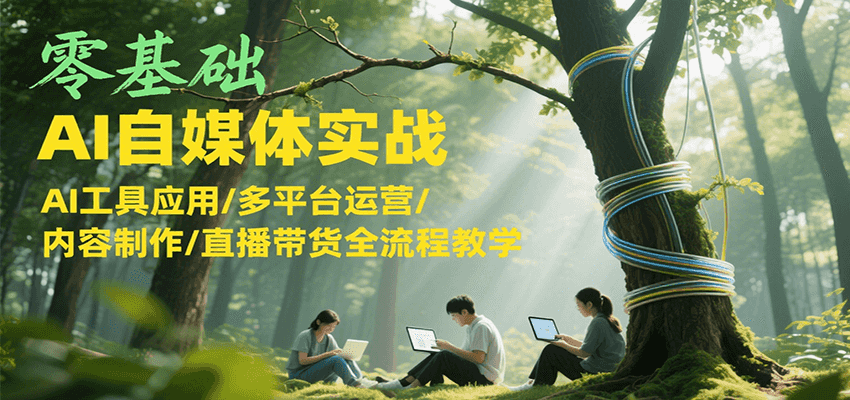 零基础AI自媒体实战，AI工具应用/多平台运营/内容制作/直播带货全流程教学-谷进海小站