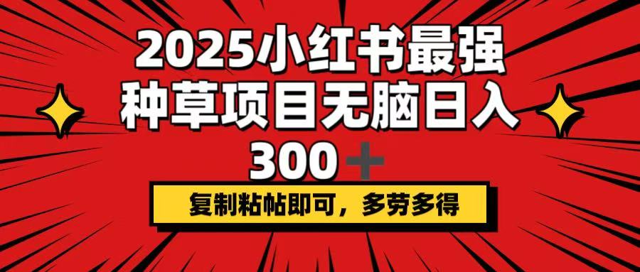 2025小红书最强种草项目，无脑日入300+，复制粘帖即可，多劳多得-谷进海小站