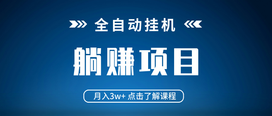 全自动挂机项目 月入3w+ 真正躺平项目 不吃电脑配置 当天见收益-谷进海小站