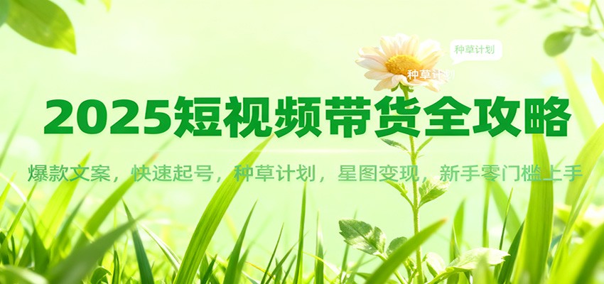 2025短视频带货全攻略：爆款文案，快速起号，种草计划，星图变现，新手零门槛上手-谷进海小站