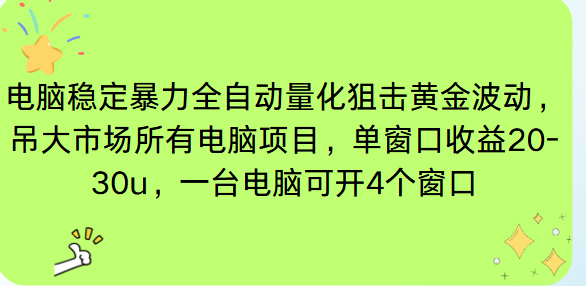 电脑EA策略挂机项目单窗口收益20-30u，单电脑可挂5-10个窗口收益稳健4位数-谷进海小站