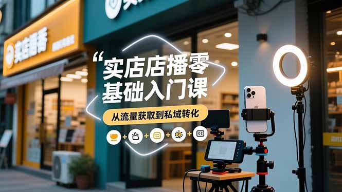 实体店播零基础入门课，实体店+短视频+直播+微信生态+私域社群，从流量获取到私域转化-谷进海小站