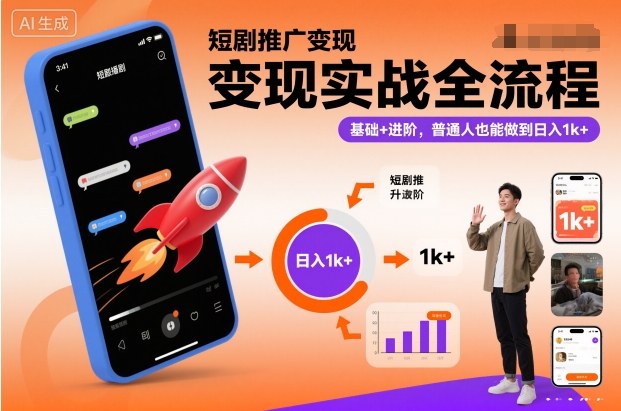 短剧推广变现实战全流程，基础+进阶，普通人也能做到日入1k+-谷进海小站