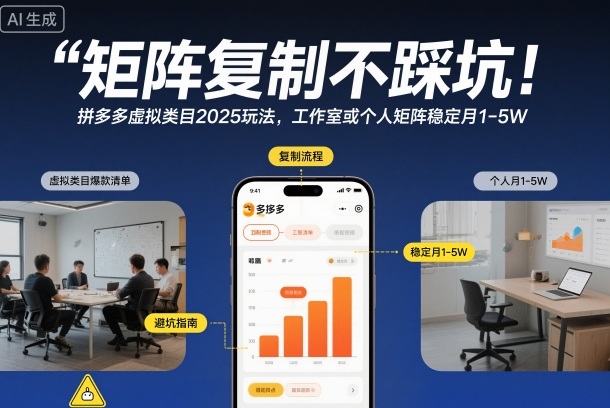 矩阵复制不踩坑！拼多多虚拟类目2025玩法，工作室或者个人矩阵稳定月1-5W【揭秘】-谷进海小站