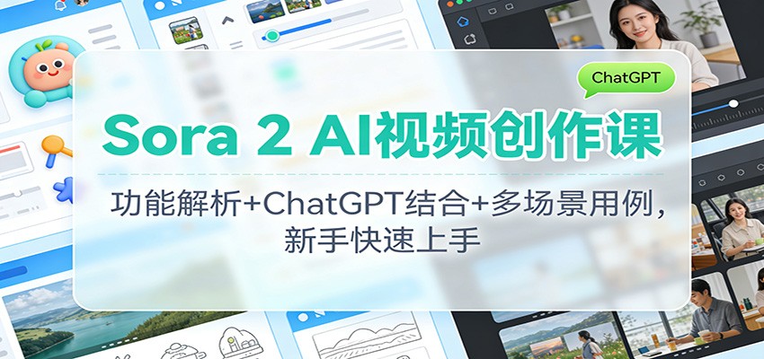 Sora 2 AI视频创作课：功能解析+ChatGPT结合+多场景用例，新手快速上手-谷进海小站