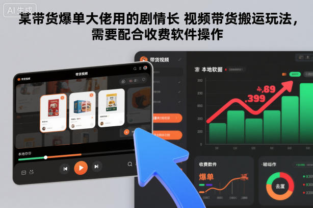 某带货爆单大佬用的剧情长视频带货搬运玩法，需要配合收费软件操作-谷进海小站