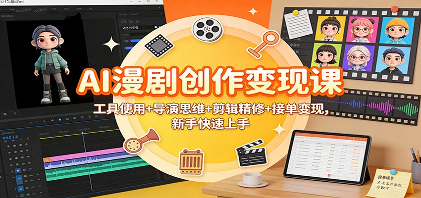 AI漫剧创作变现课：工具使用+导演思维+剪辑精修+接单变现，新手快速上手-谷进海小站