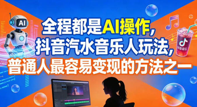 全程都是AI操作，抖音汽水音乐人玩法，普通人最容易变现的方法之一-谷进海小站