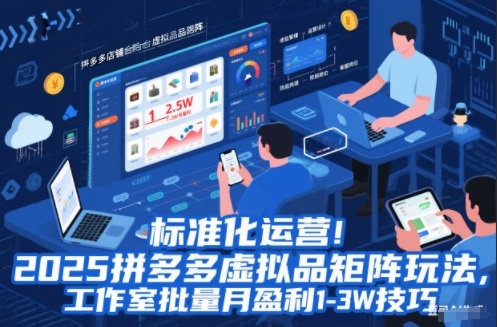标准化运营！2025拼多多虚拟品矩阵玩法，工作室批量月盈利1-3W技巧【揭秘】-谷进海小站
