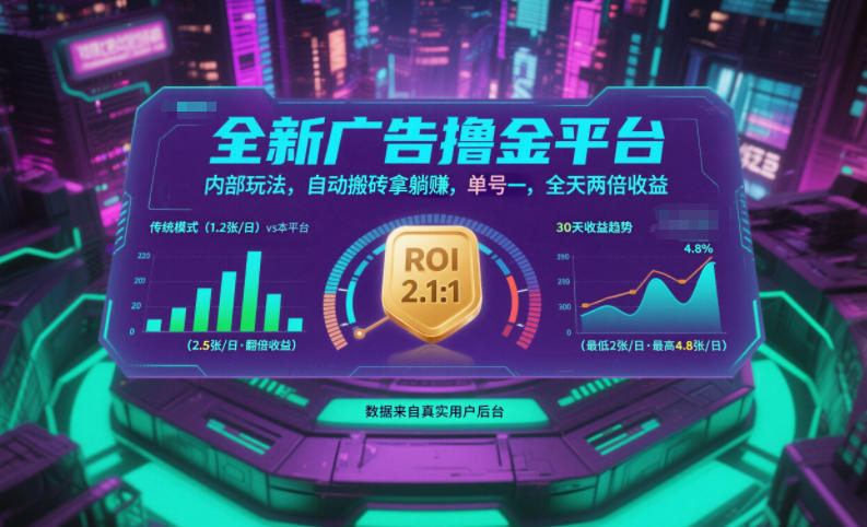 全新广告撸金平台，内部玩法，自动搬砖拿躺賺，单号一天保底2张+，全天两倍收益【揭秘】-谷进海小站