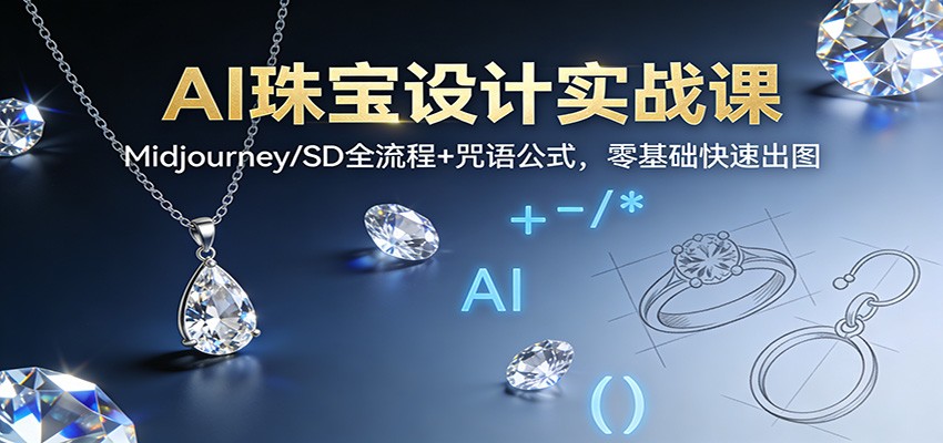 AI珠宝设计实战课：Midjourney/SD全流程+咒语公式，零基础快速出图-谷进海小站