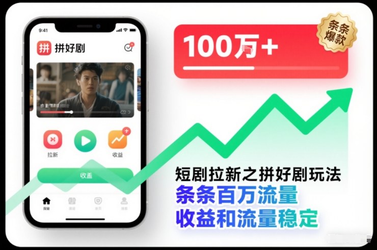 短剧拉新之拼好剧玩法，条条百万流量，收益和流量稳定-谷进海小站