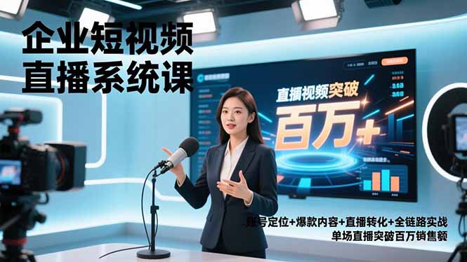 企业短视频直播系统课，账号定位+爆款内容+直播转化+全链路实战，单场直播突破百万销售额-谷进海小站