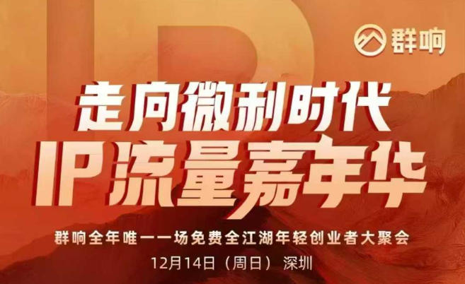 2025ip嘉年华万人12月14深圳线下课，走向微利时代，IP流量嘉年华，实操性极强的商业干货课-谷进海小站