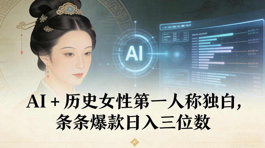 AI+历史女性第一人称独白，条条爆款日入三位数-谷进海小站