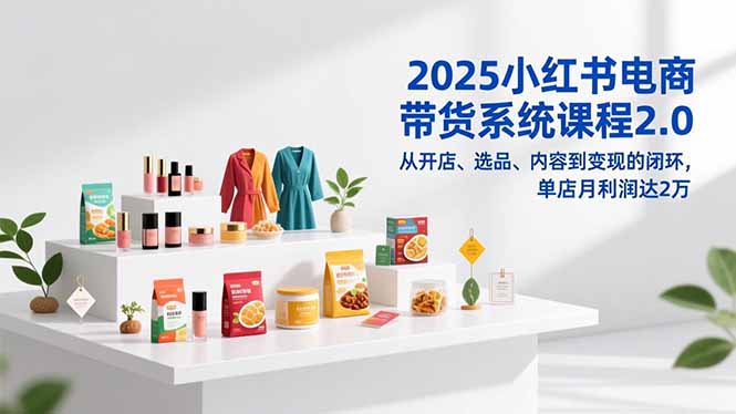 2025小红书电商带货系统课程2.0，从开店、选品、内容到变现的闭环，单店月利润达2万-谷进海小站