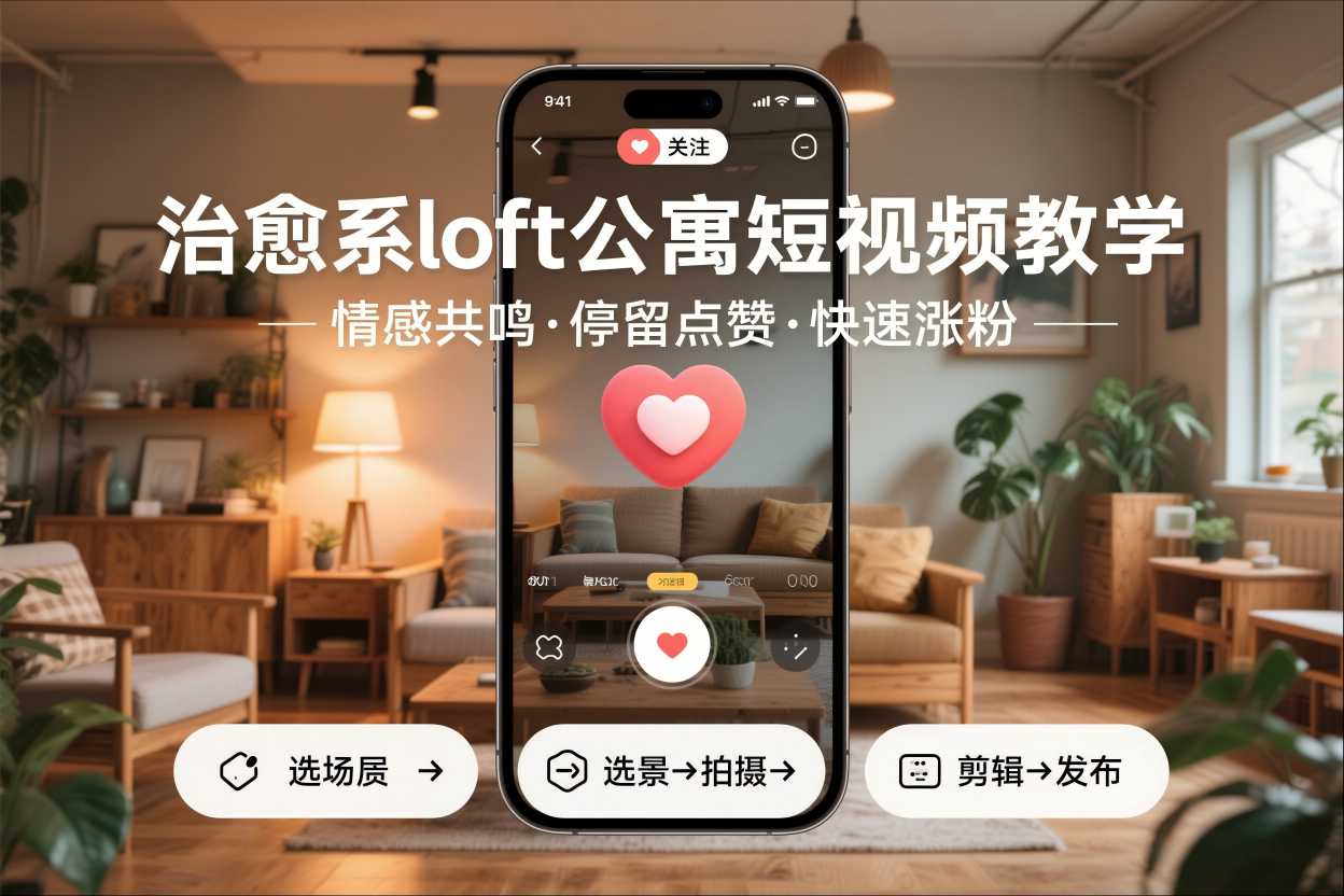 治愈系loft公寓短视频制作教学，情感共鸣引停留点赞关注，快速起号涨粉-谷进海小站