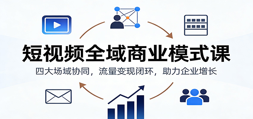 短视频全域商业模式课：四大场域协同，流量变现闭环，助力企业增长-谷进海小站
