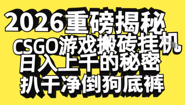 2026开年重磅解密，CSGO游戏搬砖挂G日入1k+的秘密，把倒狗的底裤扒干【揭秘】-谷进海小站