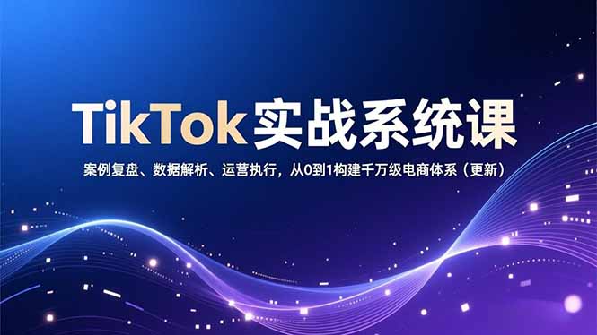 TikTok实战系统课，案例复盘、数据解析、运营执行，从0到1构建千万级电商体系(更新-谷进海小站