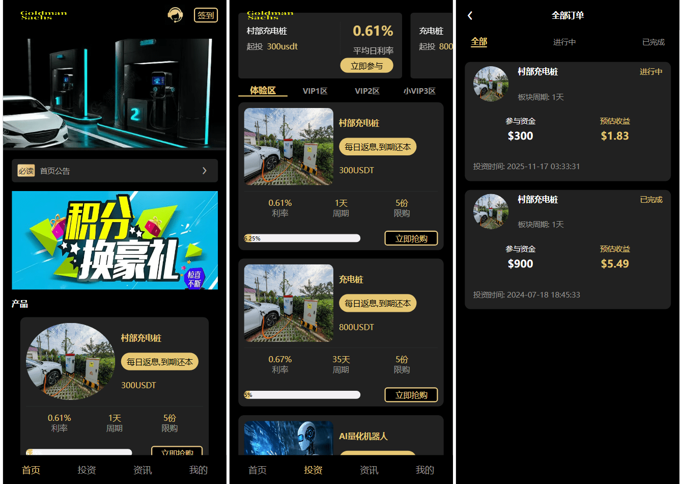 Fidelity充电桩投资理财系统源码-前端uniapp纯源码+后端PHP-谷进海小站