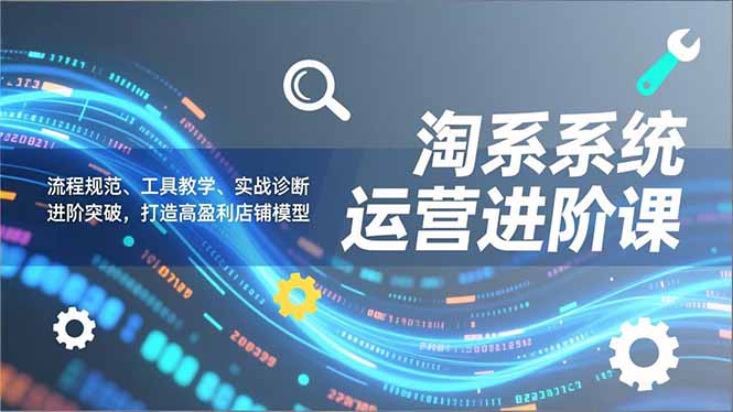 淘系系统运营进阶课2.0，流程规范、工具教学、实战诊断，进阶突破，打造高盈利店铺模型-谷进海小站
