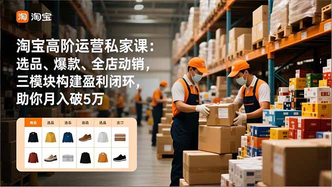 淘宝高阶运营私家课：选品、爆款、全店动销，三模块构建盈利闭环，助你月入破5万(更新12月-谷进海小站