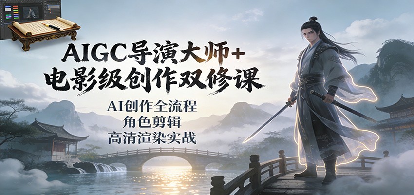 AIGC导演大师+电影级创作双修课：AI创作全流程、角色剪辑、高清渲染实战-谷进海小站