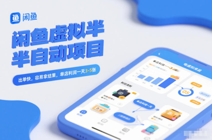 闲鱼虚拟半自动项目，出单快，容易拿结果，单店利润一天3-5张-谷进海小站