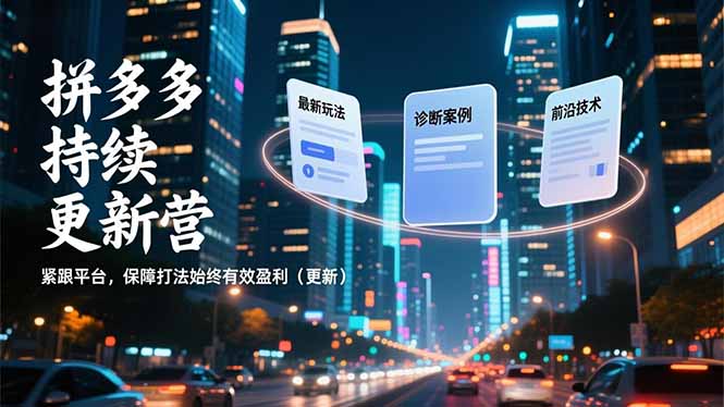 拼多多持续更新营，最新玩法、诊断案例、前沿技术，紧跟平台，保障打法始终有效盈利(更新-谷进海小站