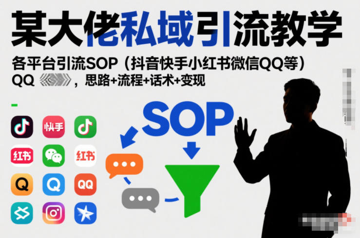 某大佬私域引流教学，各平台引流SOP(抖音快手小红书微信QQ等)，思路+流程+话术+变现-谷进海小站
