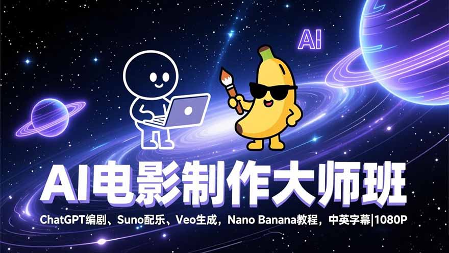 AI电影制作大师班：ChatGPT编剧、Suno配乐、Veo生成，Nano Banana教程，中英字幕|1080P-谷进海小站