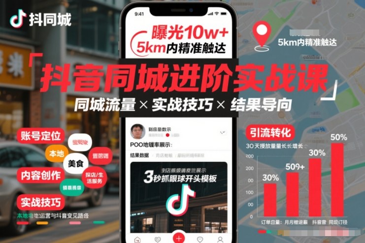 抖音同城进阶实战课，助你同城流量拿到结果-谷进海小站