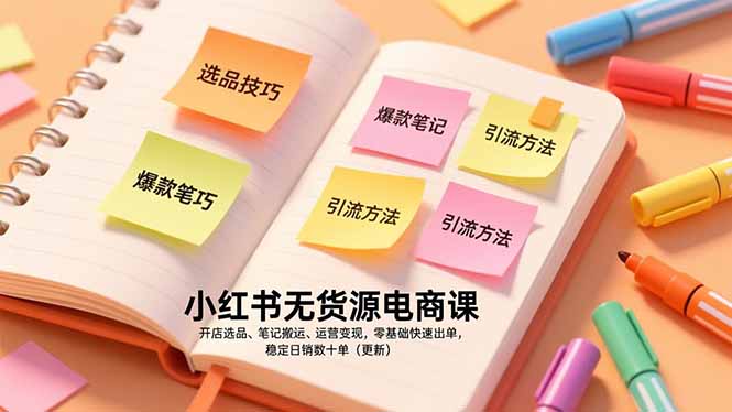 小红书无货源电商课，开店选品、笔记搬运、运营变现，零基础快速出单，稳定日销数十单(更新-谷进海小站