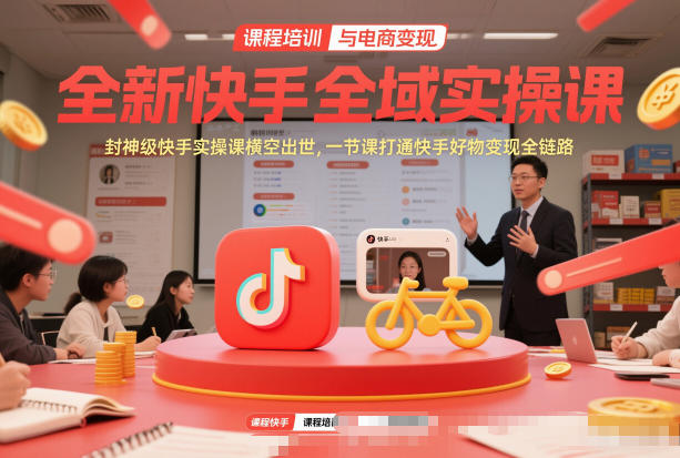 全新快手全域实操课，封神级快手实操课横空出世，一节课打通快手好物变现全链路-谷进海小站