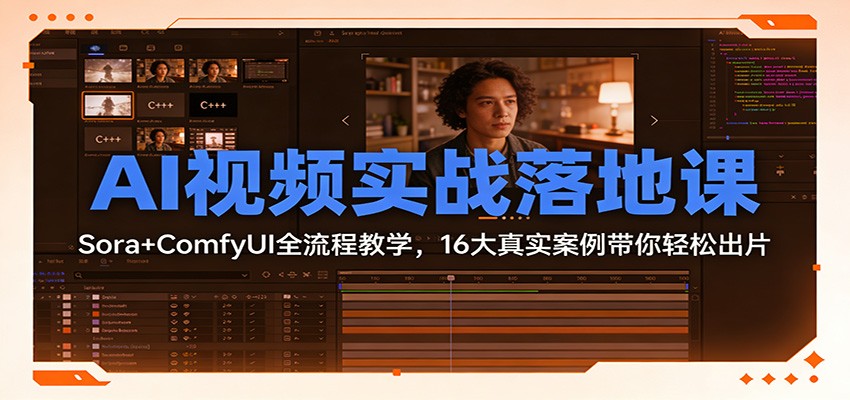 AI视频实战落地课：Sora+ComfyUI全流程教学，16大真实案例带你轻松出片-谷进海小站
