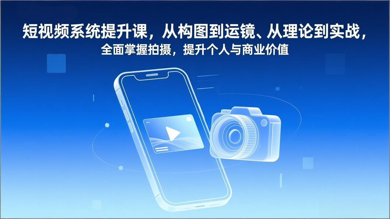 短视频系统提升课，从构图到运镜、从理论到实战，全面掌握拍摄，提升个人与商业价值-谷进海小站