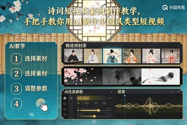 古诗词短视频案例制作教学，手把手教你用AI制作中国风类型短视频-谷进海小站