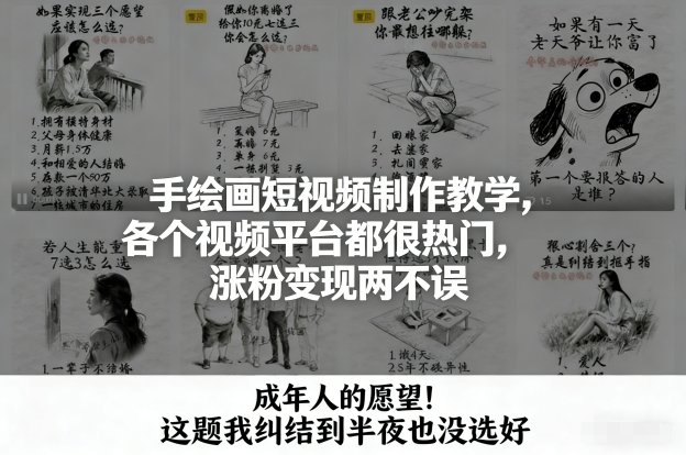 手绘画短视频制作教学，各个视频平台都很热门，涨粉变现两不误-谷进海小站