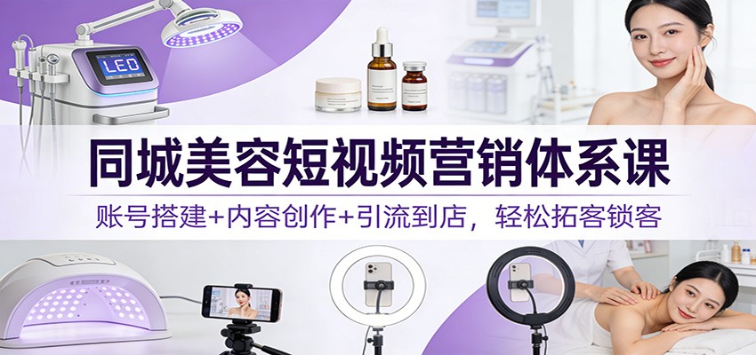 同城美容短视频营销体系课：账号搭建+内容创作+引流到店，轻松拓客锁客-谷进海小站