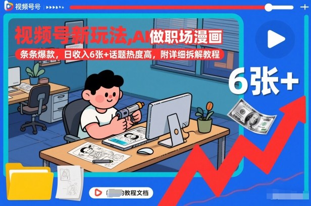 视频号新玩法，AI做职场漫画，条条爆款，日收入6张+话题热度高，附详细拆解教程-谷进海小站